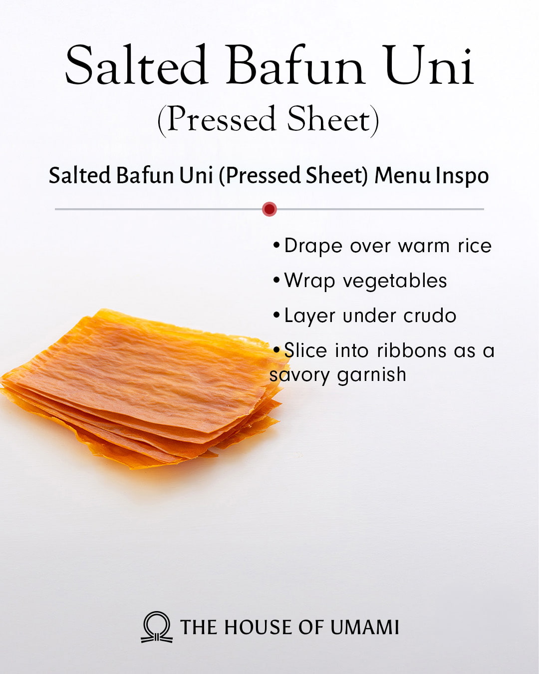 
                    
                      Japanese Salted Bafun Uni (Pressed Sheet) Menu Inspo
                    
                  